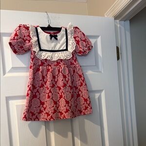 Janie and Jack Red and White Floral Dress